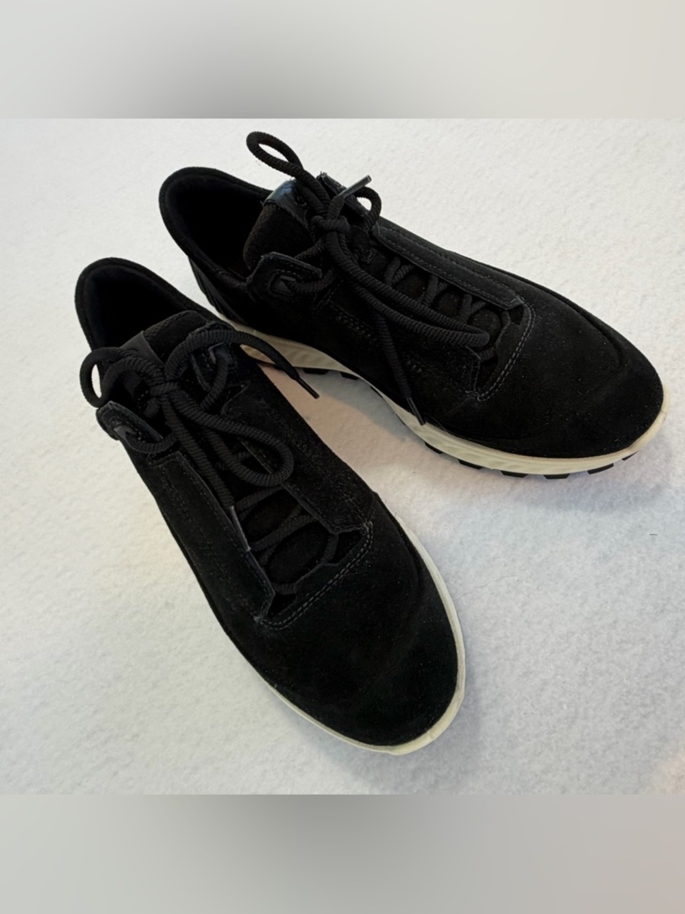 Ecco Women’s Black Suede Athletic Sneakers with Cream Outsole